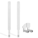 Andven 4G LTE Antenna, SMA Male 10dBi Omni-directional External Antenna for 4G Router Trail Camera Mini PCIE Card - White (2 Pack)