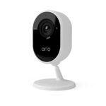 Arlo Essential Compact Indoor Plug-in Smart Security Camera, 1080p, 2-Way Audio, Animal & Pet Detection, Alerts, Built-in Siren, Night Vision, Wi