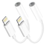 LQIESDD Headphone Adapter for iPhone [Apple MFi Certified] Apple 2Pack Aux Audio Lightning to 3.5 mm Jack Dongle Earphone Converter Compatible wi