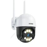 ZOSI 1080P Security Camera Outdoor Wireless WiFi Pan/Tilt CCTV Camera,2MP PTZ IP Camera, Person Vehicle Detection, Smart Light Siren Alarm, Color