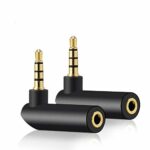 3.5mm Angle Male to Female Audio Adapter, 90 Degree Right Angle Gold-Plated TRS Stereo Jack Plug AUX Connector Compatible with Headset, Tablets,