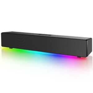 careslong Sound Bar for TV, Phone, Computer - Upgrade Your Music Game Bluetooth Speaker with Colorful LED Lights - Crystal Clear Audio, Hands (bl