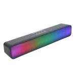 HelloCreate Wireless Bluetooth Speaker with Dynamic RGB Light Loud Soundbar for TV Desktop Laptop PC Black