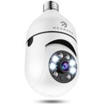 4MP Light Bulb Security Camera, 2.4GHz WiFi 2K Wireless Cameras, 355 Degree View Bulb Camera for Home Security with Motion Detection Alarm Night