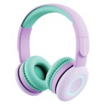 BIGGERFIVE Kids Wireless Headphones, 7 Colorful LED Lights, Kids Bluetooth Headphones with Microphone, 85dB/94dB Volume Limited, Foldable On Ear