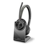 Poly - Voyager 4320 UC Wireless Headset + Charge Stand (Plantronics) - Headphones w/ Mic - Connect to PC/Mac via USB-A Bluetooth Adapter, Cell Ph
