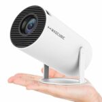 Auto Keystone Correction Mini Portable Projector, 4K/ 200 ANSI Smart Projector with WiFi 6, BT 5.0, 130 Inch Screen, 180 Degree Flip, Round Desig