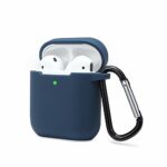Airpods Case Cover Compatible with AirPods 2 & 1, KOKOKA Silicone Shockproof Airpods Case Cover Front LED Visible Extra Protection with Carabiner