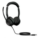 Jabra Evolve2 50 Wired Stereo Headset with Jabra Air Comfort Technology, Noise-cancelling Mics, and Active Noise Cancellation - Works with all Le