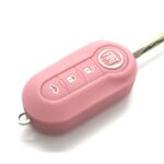 Fiat 100% HIGH SILICONE 3 BUTTON FLIP KEY FOB PROTECTOR CASE COMPATIBLE 500 500L LOUNGE ABARTH GRANDE PUNTO BRAVA PANDA STILO LINEA (PINK)