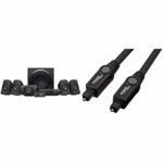 Logitech Z906 5.1 Speaker System Sound Wall Mount Speakers, 1000W Black & Amazon Basics 9.8ft Optical Cable, Black