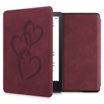 kwmobile Cover Compatible with Amazon Kindle Paperwhite 11. Generation 2021 Cover - eReader Case - Brushed Heart Abstract Dark Red