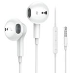 Kimwood Headphones Wired, Earphones Hi-Res In Ear Headphones with Microphone, Powerful Bass and Noise Isolating Wired Earbuds Compatible with iPh