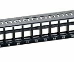 E-Quip 769224 Cat6 Patch Panel 24-Port for Keystone Jacks, Black