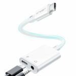 JSAUX USB C to 3.5mm Headphone and Charger Adapter, 2 in 1 USB Type C to Aux Audio Jack with PD 60W Fast Charging Dongle for Stereo Earbuds Compa