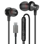 MAS CARNEY USB C Headphones TI3, Built-in Digital Chipset, Microphone, Remote Control, Metal in-ear Earphones Compatible with Samsung, Huawei, OP