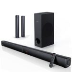 MEREDO 180W Sound Bar 2 in 1 Detachable Soundbar for TV 2.1CH Soundbar with Subwoofer 5 EQ Modes Treble & Bass Adjust (HDMI ARC Cable) Optical/Bl
