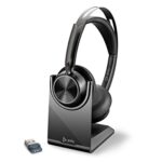 Poly Voyager Focus 2 UC Wireless Headphones + Charging Station (Plantronics) - Active Noise Canceling (ANC), Long Talk Time, Connection to PC/Mac