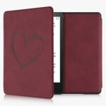 kwmobile Cover Compatible with Amazon Kindle Paperwhite 11. Generation 2021 Cover - eReader Case - Brushed Heart Dark Red