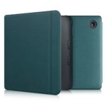 kwmobile Case Compatible with Kobo Libra 2 - PU Nubuck Leather Protective e-Reader Flip Case Cover - Petrol