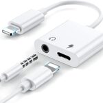 QGSIWEI Headphone Adapter for i-Phone，2 in 1 L-ightning to 3.5mm Jack Dongle Headphone Accessories Aux Audio Compatible for i-Phone 13/12/XS/7 8
