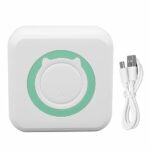 Topiky Portable Photo Printer APP Control Inkless Printing Machine for Black White Picture Label Barcode Built in Battery (Green)