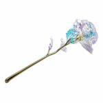Starry Crystal Rose Glowing Gold Foil Colorful Flower 24k Golden Foil Decoration Couple Gift