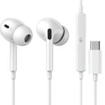 ENZO AGATI USB C Headphones,Type C Earphones In-Ear Wired Headphones with Mic and Volume Control,HiFi Stereo Noise For iPad Pro,Samsung S20/S21,H