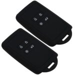 2Pcs Car Remote Control Key Cover Compatible with Renault Megane Clio Captur 4 Button Car Key Smart Key with Built-in Eyelet Silicone Black Car K