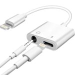 AZOWYU Headphone Adapter for iPhone【Apple MFi Certified】2 in 1 Lightning to Jack 3.5 mm Headphone Jack Adapter AUX Cable Adapter Charging Cable C