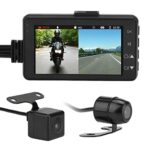 Longzhuo Motorcycle Camera Motorcycle Dash Cam 1080P HD Dual Lens Video Recorder Motorbike Action Camera, 3 inch LCD Screen, IP68 Waterproof, Bui