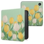 kwmobile Case Compatible with Kobo Libra 2 Case - eReader Cover - Tulip Yellow/Green/White