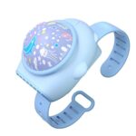 Jdeijfev Mini Wrist Fan for Kids -Projector Lamp Watch Small Fan,Portable Outdoor Camping Travel Handheld Fan for Kids-Blue
