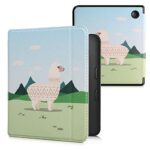 kwmobile Case Compatible with Kobo Libra 2 Case - eReader Cover - Alpaca Champagne/Green/Light Blue
