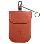 Winmex Faraday Pouch for Car Keys - Large, Brown | Signal Blocking Anti Theft RFID Protection for Keyless Entry Keys | PU Leather Case with Keyri