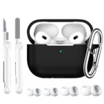 R-fun AirPods Pro 2nd/1st Generation Case Cover with Cleaning kit and 4 Pairs Replacement Ear Tips(XS/S/M/L), Full Protective Silicone for Apple
