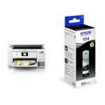 Epson EcoTank ET-2856 Print/Scan/Copy Wi-Fi Ink Tank Printer, With Up To 3 Years Worth Of Ink Included & Epson EcoTank 104 Black Genuine Ink Bott