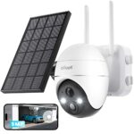 ieGeek 5MP 360° Solar Security Camera Outdoor Color Night Vision, Battery Wireless CCTV Camera Systems, Wifi PTZ Home Security Camera, Motion Det