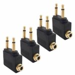 Valefod 4-Pack Airline Airplane Flight Adapters for Headphones, Golden Plated 3.5mm Jack