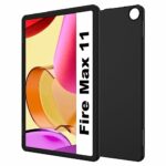 Lemxiee Shockproof Cover for Amazon Fire Max 11(2023) case,Anti-scratch Anti-skid Soft silicone case-Black [Camera Lens Protection]