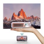 J4 300 Lumens 1080P DLP Pocket Projector, Portable Outdoor Movie Projector for Camping & Business Trip, Built-in Battery & Speaker, Supports Netf