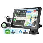 ATOTO P8 Portable 7'' QLED Display Car GPS Stereo, with HD 1080P Rear DVR Cam, Wireless Carplay & Wireless Android Auto, WDR & Auto Dimmer, AUX/F