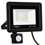 EUBEISAQI Security Lights Outdoor with IR Remote Control, PIR Motion Sensor, 6500K Cool White LED Floodlights, IP66 Waterproof Wall Light for Gar