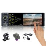 CAMECHO Single Din 3.8 inch Touch Screen Bluetooth Car Stereo with FM Radio/USB/AUX IN + Car Stereo with Backup Camera + External Microphone + St