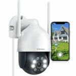 Jennov 2K Security Camera Outdoor, 3MP PTZ Wifi Home Security Camera 360° View CCTV Camera with Color Night Vision, Sound-Lights Alarm, Motion De
