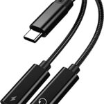 USB Type C to Dual USB C Female Audio Type C Connector Headphone And Charging Adapter Splitter Music 2 in 1 Aux Cable for Samsung Galaxy S23/S23
