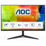 AOC 24B1H - 24 Inch FHD Monitor, 60Hz, MVA, 5ms Ultra Slim, Flickerfree, LowBlue mode (1920 x 1080 @60Hz, HDMI/VGA) (Renewed)