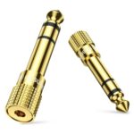 POSUGEAR Headphone Adapter jack 6.35mm (1/4 inch) to 3.5mm (1/8 inch)-2 Pack, 1/4 inch to 3.5mm Headphone Audio Jack Plug Adaptor Gold Plated-2 P