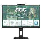 AOC Q27P3CW- 27 Inch QHD Monitor, 75Hz, IPS, WebCam, Height Adjust, Speakers, USB HUB, USB-C PD 65W, Flicker Free (2560x 1440 100Hz, HDMI 2.0 / D