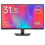 Dell SE3223Q 31.5 Inch 4K UHD (3840x2160) Monitor, 60Hz, VA, 4ms, AMD FreeSync, 99% sRGB, DisplayPort, 2x HDMI, 3 Year Warranty, Black